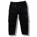 Boys' Cargo Pants - Stylish & Durable Cotton Blend Trousers with Multiple Pockets, Adjustable Waistband - Ideal for School & Outdoor. (IN, Age, 12 Years, 13 Years, Regular, Standard, BLACK)