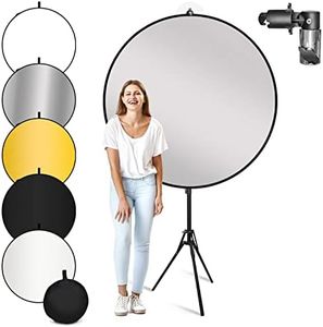 LimoStudio 43" 5-in-1 Photography Collapsible Light Disc Reflector, 5 Colors White, Black, Silver, Gold, Translucent, Photo Studio Light Stand with Reflector Disc Holder Clip, AGG3273