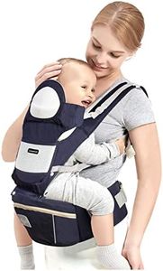 Leogreen Baby Convertible Carrier with Hip Seat, Adjustable Wrap Sling & Lumbar Support, for Front Facing and Back Carry Newborn Toddler, Dark Blue