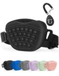 Gobeigo Silicone Dog Treat Pouch with Pet Training Clicker, Magnetic Closure Treat Bag for Puppy Trainning or Dog Walking, Waist Belt Fanny Pack Easy Access to Treats, Dishwasher Safe (Black)