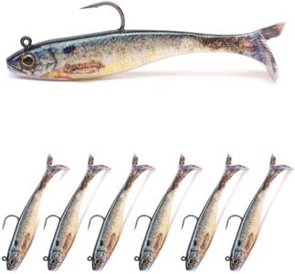 6-Piece Pre-Rigged Jig Head Soft Plastic Fishing Lures - Paddle Tail Swimbaits for Bass Fishing, Shad or Tadpole Lure with Spinner, Premium Fishing Bait for Freshwater Saltwater, Trout Crappie