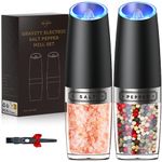 Sangcon Electric Salt and Pepper Grinder Set Automatic Shakers Mill Grinder with LED Light, Battery Powered Adjustable Coarseness One Hand Operation, Upgraded Larger Capacity