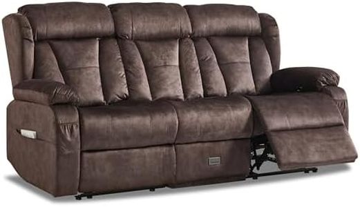 WISHDEER Loveseat Recliner Sofa,3 Seater RV Recliner Couch, Manual Reclining Loveseat with Console for Living Room, Home Theater Seating with AC/USB C/USB and Drawer(Velvet Brown, 3 Seater)