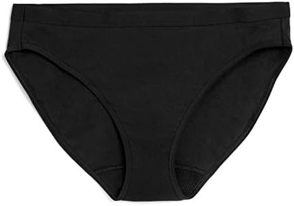 LOLA Washable Period Underwear - Period Underwear for Women, Period Panties, Cotton Bikini Underwear for Women, Holds 3 Tampons, S Black