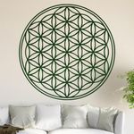 Kiwistar Flower of Life - Tree Wall Sticker in 6 Sizes - Wall Sticker - Decoration for Kitchen, Living Room, Bedroom, Bathroom (20 x 20 cm, 60_Dark Green)