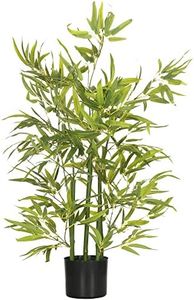 HOMCOM Planta Artificial de Bambú con Maceta 90 cm Bambú Artificial con 504 Hojas Realistas Decoración para Salón Hogar Interior Ø15x90 cm Verde