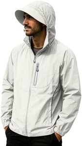 Fishing Hoodies for Men - Sun Protection Jacket Men Lightweight Full Zip Up Hoodie Jacket Breathable Sports Jackets Outwear with Multi Pockets - Outdoor Hiking,Fishing,Camping,Travel,Golf Beach