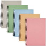 5 Pack Spiral Journal - Small Notebooks Bulk 6" x 8" with 120 Lined Pages for Work, Students, School, Writing (5 Colors Kraft Paper Covers)
