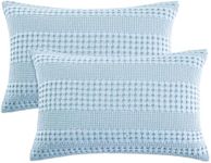 PHF 100% Cotton Waffle Pillowcases Queen Size, 2 Pack Soft Breathable Skin-Friendly Pillow Sham, Decorative Waffle Weave Pillow Case Covers, 20" X 30", No Filling, Baby Blue