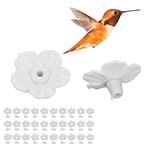 Hummingbird Feeder Replacement Flowers, 30 Sets Unique Replaceable Hummingbird Bird Feeder Flower Hanging Bird Feeding Ports Replacement Parts for Hummingbird Feeder Hanging Feeder, White