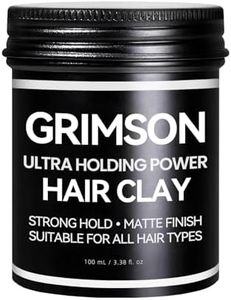 GRIMSON Hair Clay for Men - Strong Hold, Matte Finish, Ideal for All Hair Types & Styles, Easy to Wash Out, Improves Texture & Thickness, Easy to Apply (100g / 3.5oz)