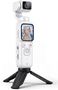 4K Vlogging Camera with AI Face Tracking, 330° Rotating Lens & WiFi, White