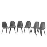 AINPECCA Set of 6 Dining Chairs Faux Leather Thickened Cushion Backrest with Metal Legs Dressing Lounge Home (Dark Grey, 6)