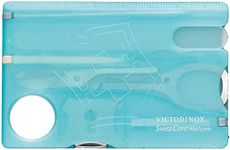 Victorinox Swiss Card Nail Care, Swiss Made Pocket Tool, Credit Card Size, 13 Functions, File, Scissors, Ice Blue Transparent