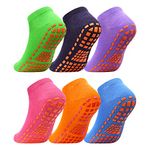 ELUTONG Anti-Skid Socks Trampoline Socks for Kids 6 Pairs Non Slip Bounce House Non Slip Socks for Teenagers