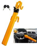 Dodomes Steering Wheel Lock Anti-Theft Heavy Duty Secure Car Device, Adjustable Length Clamp Double Hook Locks Universal Fit