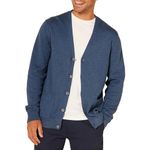 Amazon Essentials Men's Cotton Cardigan Sweater, Blue Heather, Large