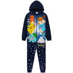 Pokemon Fleece Onesie for Boys Warm Hooded Onesie for Kids Teenagers 4-14 Years Kids PJs Comfy Loungewear - Boys Gifts (Navy/Multi, 9-10 Years)