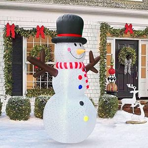 XL Outdoor Christmas Decorations Yard Inflatables Blow Up Xmas Large Holiday Lawn Decor Winter Snowflakes Snowman, 8' Tall, by HappyThings!