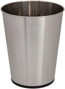 Bath Bliss 5 Liter Small Wastebasket | Round Open Top | Trash Can | Bathroom | Bedroom | Kitchen | Office | Dorm | Disposal Waste Bin | Garbage | Stainless Steel