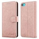 For iPod Touch Case 7th/6th/5th Generatin Case Leather Flip Magnetic Closure Folio Book Kickstand Card Holder Wallet Cover Full Protection for iPod Touch 5/6/7 Gen (Rosegold)