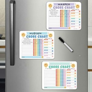 Hadley Designs Magnetic Chore Chart for Kids Multiple Kids – Dry Erase Chores Chart for Adults and Teens, Responsibility Task List for Family, Fridge Task Board Tracker at Home, Retro Chore Board