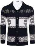 COOFANDY Mens Halloween Sweater Skeleton Costume Cardigan Ugly Knitted Cardigans (Pattern1 M)