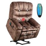 Phoenix Home Large Power Lift Recliner with Massage and Heat for Elderly, Heavy Duty & Safety Motion Reclining Mechanism, Ergonomic Electric Wider Chair with USB Port, 2 Hidden Cup Holders, Brown2