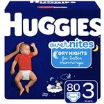 Diapers Size 3 - Huggies Overnites Night Time Disposable Diapers, 80ct, Giga Pack