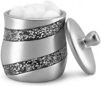 Creative Scents Silver Mosaic Qtip Holder - Decorative Cotton Ball Jar - Durable Resin cotton Swab dispenser - Beautiful Bathroom Vanity storage Accessories
