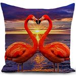 HUASHUZI Flamingo Cushion Cover Love Sunset Pillow Cover Home Decorate for Livingroom Couch Bed Sofa Decor Throw Pillow Case Gifts 18"x18"(45x45cm)