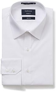 Van Heusen Men's Euro Tailored Fit Business Shirt Check ,Raw White ,Medium