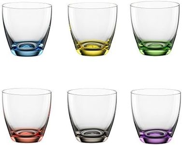 Bohemia Cristal 093 006 165 «Viva Colori» Juego de 6 vasos (aprox. 300 ml de cristal con base decorativa de colores en azul, amarillo, verde, rojo, gris ahumado, violeta