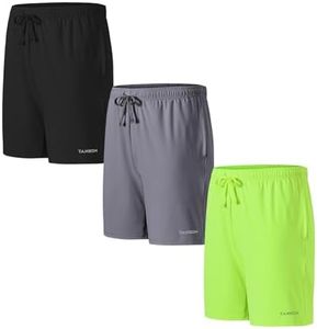 MUEBAIRES Mens Lightweight Workout Comfortable Shorts Drawstring Waistband Shorts with Deep Pockets GreenBlackPurple XL