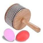 Cabasa Instrument with 2 Egg Shakers, Hand Percussion Afuche