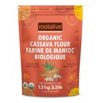 Rootalive Organic Cassava Flour 1.5kg, Certified Organic, Vegetarian, Gluten-Free, Natural