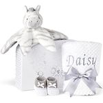 Personalised Baby Gifts - Newborn Baby Hamper in White Keepsake Box Includes Baby Zebra Comforter, Newborn Baby Essentials - Newborn Baby Gifts, Baby Gifts Newborn Unisex, Baby Gift Set