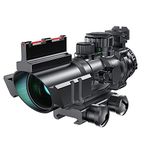 Paike Rifle Scope 4x32 with Red & Green &Blue Illuminated Reticle with Top Fiber Red Dot Sight