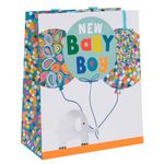 Glick Luxury Gift Bag, New Baby Boy Large Blue Elephants Gift Bag, Celebration Gift Bag Welcome New Baby Boy, 260 x 315 x 135 mm, Blue