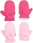 Toddler Mittens Baby Boy Girls Winter Warm Mittens Kids Easy-On Sherpa Fleece Lined Mittens Snow Infant Gloves 2 Pairs