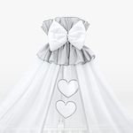 Luxury Baby Cot Bed Crown Canopy/Mosquito Net 480 cm Only (Hearts Grey)