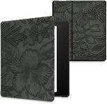 kwmobile Case Compatible with Amazon Kindle Oasis 10. Generation Case - eReader Cover - Embossing Flowers Green