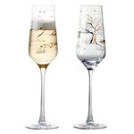 Anton Studio Designs Skye Handmade Champagne Flutes with Hebridean Design Perfect Party Tableware for Weddings and Celebrations - 250 ml - Clear - Set of 2 Elegant Champagne Glasses