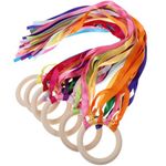 jojofuny Rainbow Dance Ribbon Hand Kite 6 Pcs Hand Kite Creative Waldorf Rhythm Ribbon Streamer with Ring for Kids