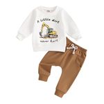 PanLidapan Toddler Baby Boy Fall Winter Clothes Set Tractor Print Sweatshirt Jumper Trouser Jogger Outfit Tracksuit (White, 18-24 Months)