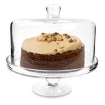 bar@drinkstuff Glass Cake Stand & Dome 25.5cm - Vintage Inspired Cake Stand with Dome