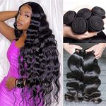 Human Hair Bundles Body Wave Human Hair Extensions 4 Bundles (20 18 16 14) Inch 9A 100% Unprocessed Brazilian Virgin Human Hair Weave Bundles By Coisini Hair