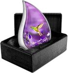 Trupoint Memorials Small Urns for Human Ashes Keepsake, Decorative Mini Urns for Ashes, Elegant Urns for Ashes for Women & Men, Cremation Urn Human Ashes - Small Keepsake, Teardrop Purple Hummingbird