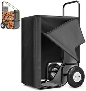 VIVOHOME Firewood Log Cart Carrier with Rubber Wheels Large with Cover