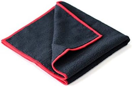 Maxshine 16" x 24" 330GSM Black Microfiber Car Detailing Towel with Red Sewn Border – Ultra-Soft & Absorbent – Ideal for Car Cleaning, Polishing & Interior/Exterior Detailing
